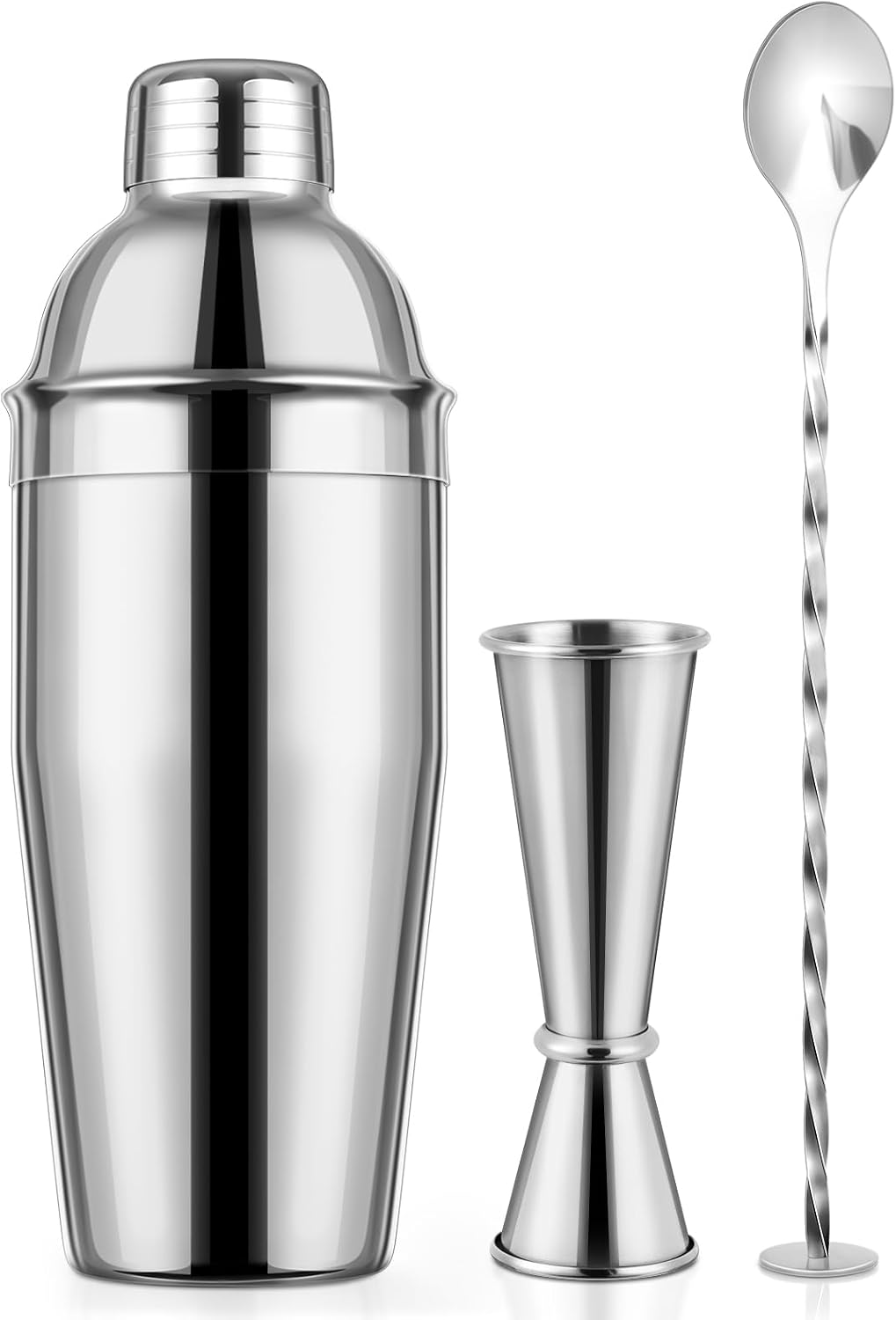 X Home Cocktail Shaker Set, Stainless Steel Bar Tool Set with 24 Ounce Margarita Shaker, Easy-to-Measure Jigger, 10-inch Mixing Spoon, Professional Drink Mixer Set, Bartender Kit Gifts