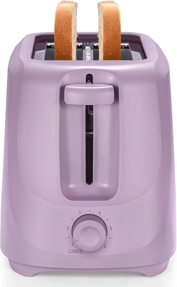 2-piecesToaster with 6 Shade Settings and Removable Crumb Tray, Lilac Bloom