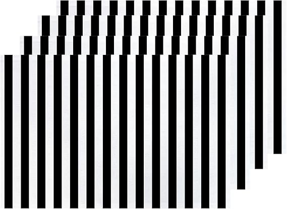 Shrahala Black Modern Simple Striped Placemats, Black White Geometric Zebra Table Mat Linen Burlap Washable Double-Deck Heat Insulation for Dining Table Kitchen Table Set of 4 (12 x 16 inch)