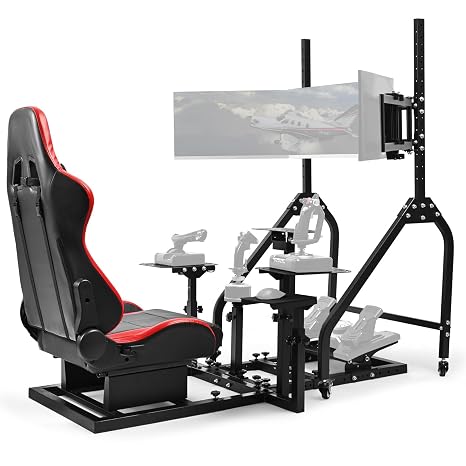 Anman Adjustable Flight Racing Simulator Cockpit with Trible Monitor Stand Fit for Logitech G29 G920 G923,for Thrustmaster T248 T300,for Fanatec CSL DD, Not Exclude the steering wheel,handbrake,pedal