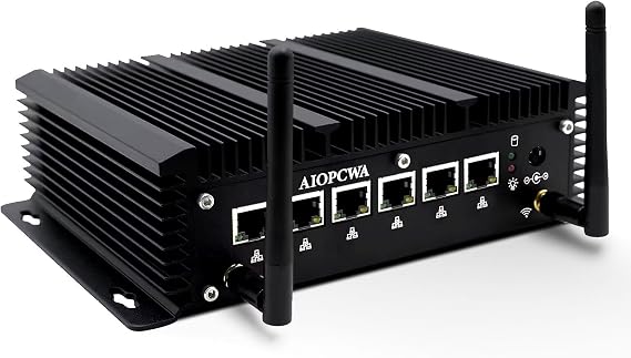 Micro Firewall Appliance Mini PC, Core i7 10610U 6 x i225V 2.5GbE LAN Industrial Commercial Fanless Small PC Model #AI202 Barebone NO RAM NO SSD Windows Linux OPNsense Compatible COM RS232