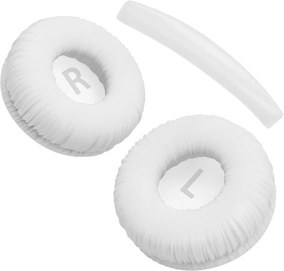 Teknoft JBL için Tune 250 450BT 460BT 500 500BT 510BT 520BT 560BT 600BT 600BTNC 660NC Modelleri İle Uyumlu Yumuşak ve Rahat Kulaklık Pedi ve Kafa Yastığı (Beyaz, Kulaklık Pedi + Kafa Yastığı)