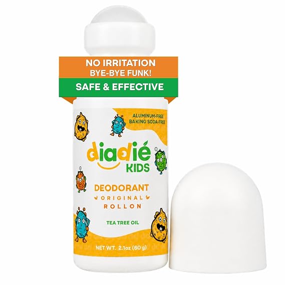 DIADIE kids Deodorant Roll-On Natural, Baking Soda & Aluminum Free, 1 Pack
