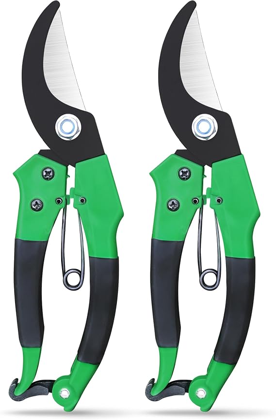 SOL 2pk Pruning Shears 7in - Ergonomic Garden Secateurs, Heavy Duty