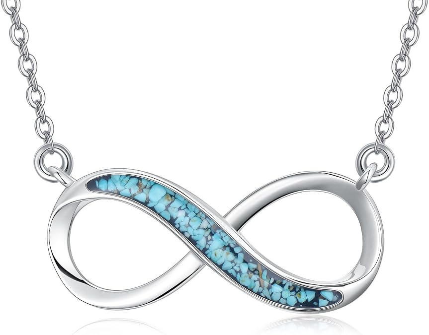 Infinity Necklace Sterling Silver Turquoise Infinite Symbol Necklace Jewelry for Women
