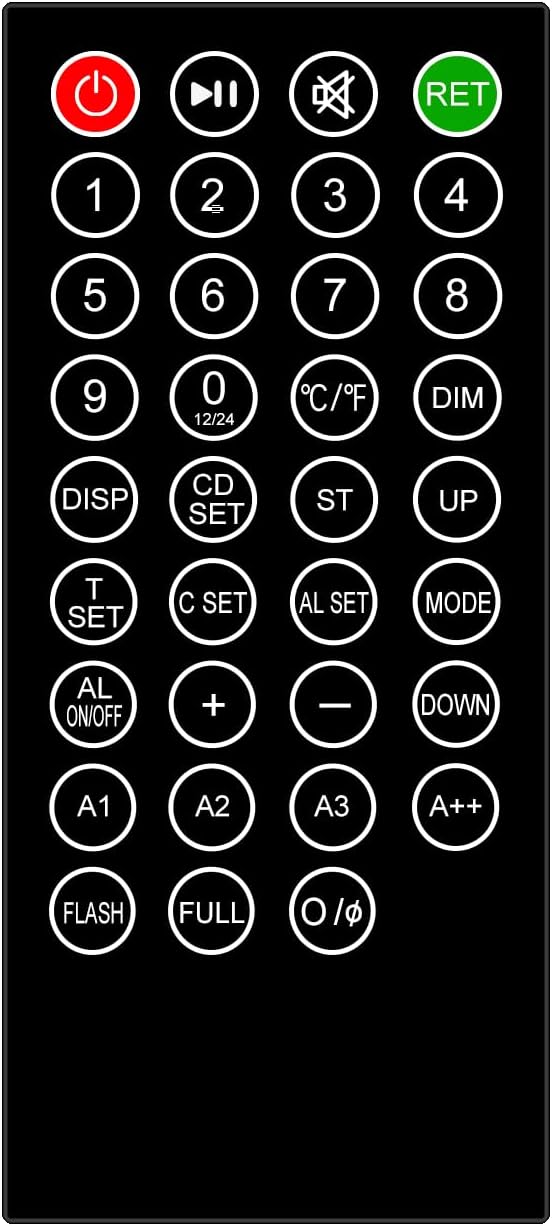 CHKOSDA Remote Control for CH3386/CH3387/CH3389 Series LED Digital Wall Clock...