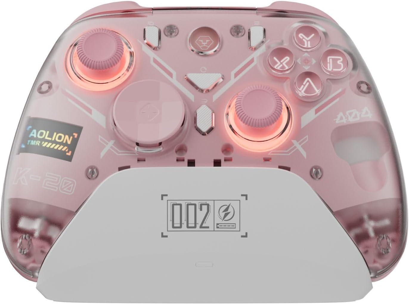 Coverzone Hall Efect Kablosuz Oyun Kolu, RGB Şarj İstasyonlu, 3 Modlu Hassas Tetik, Drift Önleyici Joystick, Değiştirilebilir D-Pad, Kablosuz Bluetooth 2.4G PC Konsol Uyumlu | Aolion K20