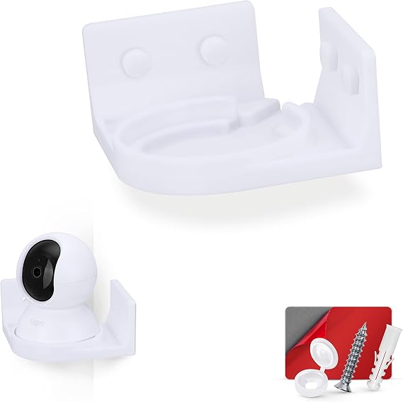 Corner Wall Mount Holder For Tapo Pan/Tilt (C200 & C210) Smart Security Camera, Custom Designed Bracket, Reduce Blind Spots & Clutter, Easy to Install, Adhesive & Screw In (White)