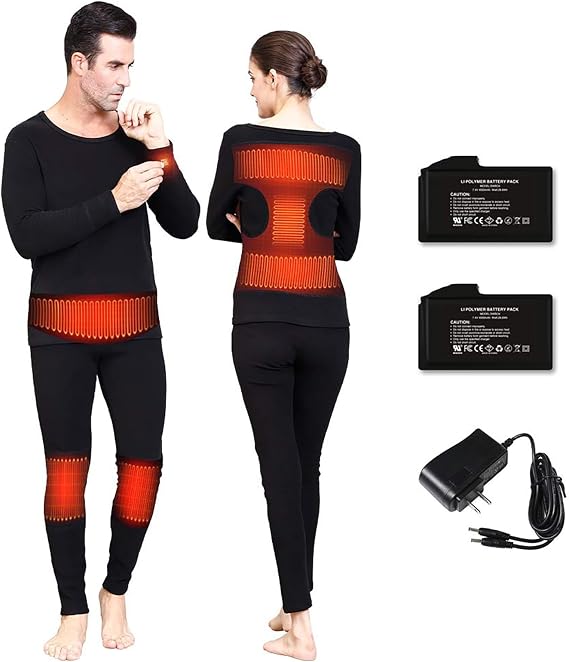 LONHEO Heated Thermal Underwear Set for Men Women Electric Pants for Cold Winter Clothing Long Johns for Sports