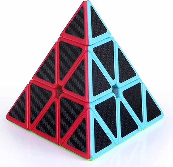 Roxenda Pyramid Speed Cube, 3x3x3 Qiming Pyramid Speed Cube Triangle Cube Puzzle Magic Cube (Carbon Fiber)