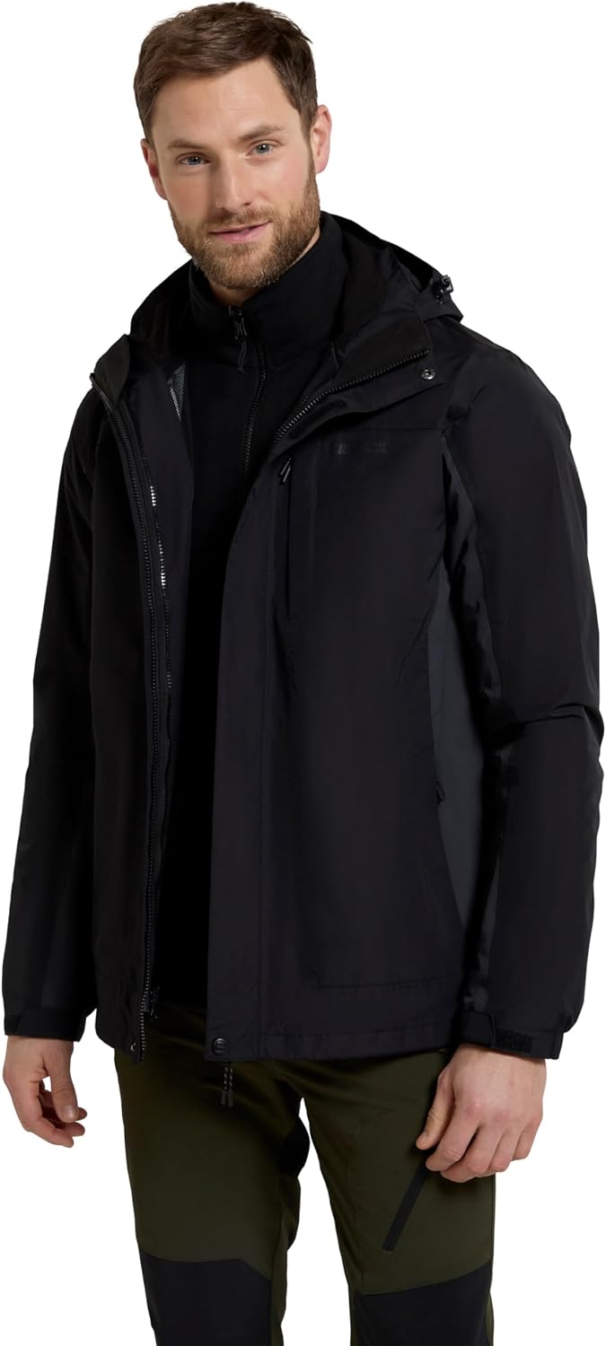 Mountain Warehouse Thunderstorm Waterproofs 3 in 1 Mens Winter Jacket Warm Fleece Jacket Rain Jacket Mens Jacket Functional Jacket All Weather Jacket Double Jacket Winter