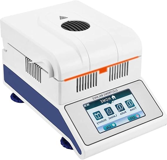 Lab Halogen Moisture Analyzer, Halogen Moisture Analyzer, 0.02% Readability Touch Screen, High Precision Grain Moisture Humidity Detector, 2 Drying Modes, Touch Screen, RS232 ports,100g/0.001g
