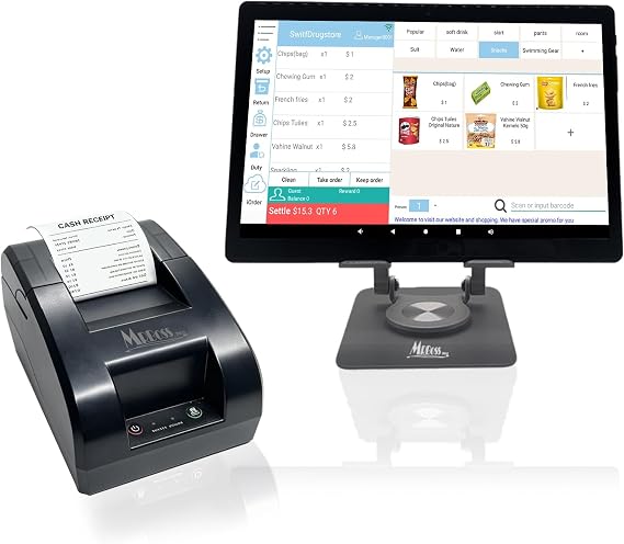 Mobile POS Cash Register 10.1 Tablet 2 Receipt Printer Lifetime Software app for Small Business Restaurant Retail Grocery Convenience Mobile Food Dining car Bubble Tea Coffee Shop Beverage Bakery
