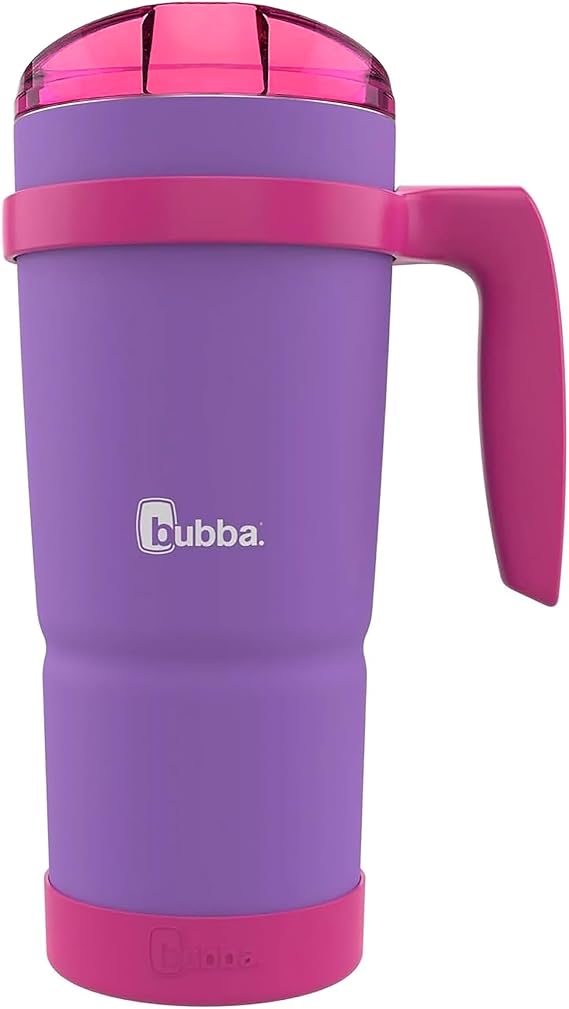 Bubba Envy S Vacuum-Insulated Stainless Steel Tumbler with Lid, 32 oz Removable Bumper and Handle Sweat Resistant and BPA-Free - Ideal for Work, Travel or Poolside - Juicy Grape