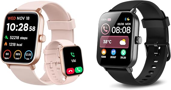 Gydom Smart Watch for Women Men Android & iPhone, Pink + Matte Black