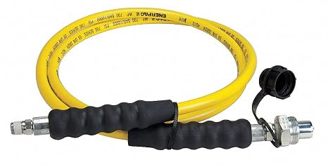 Enerpac 700 Yellow Thermoplastic Rubber High Pressure Hydraulic Hose Assembly, 6' Length, 1/4" NPTF x CH-604 Coupling, 1/4" ID