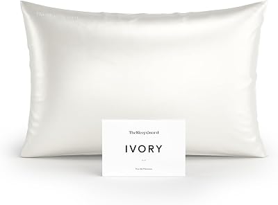 TheSleepGuard Pure Silk Pillowcase [100% 6A Mulberry Silk, 22 Momme] Cooling Silk Pillow Cases for Hair and Skin, Luxury Breathable Bedding, Oeko-Tex Certified, White, Envelope, Standard & Queen Sizes