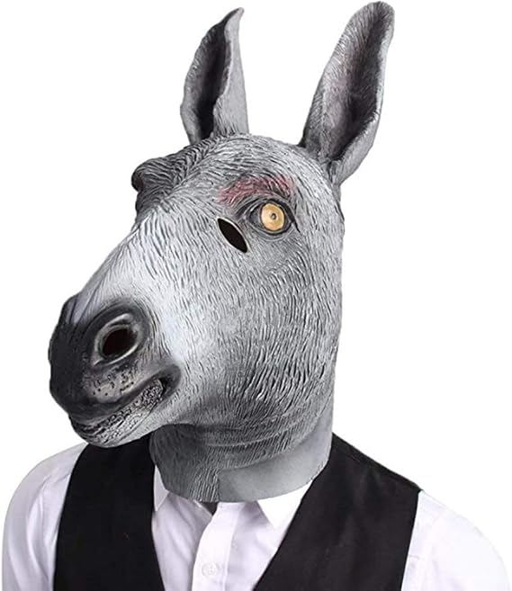 HENGYUTOYMASK Donkey Mask Latex Animal Head Mask Halloween Party Farm Animal Rubber Costume Accessory