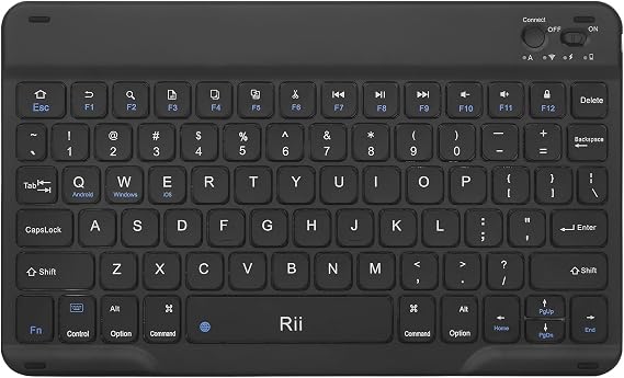 Rii Bluetooth Keyboard, Slim Wireless Keyboard with Type-C Charging, Portable Keyboard for iPad Mac Windows Android Tablets Samsung Tablet Laptop Smartphone