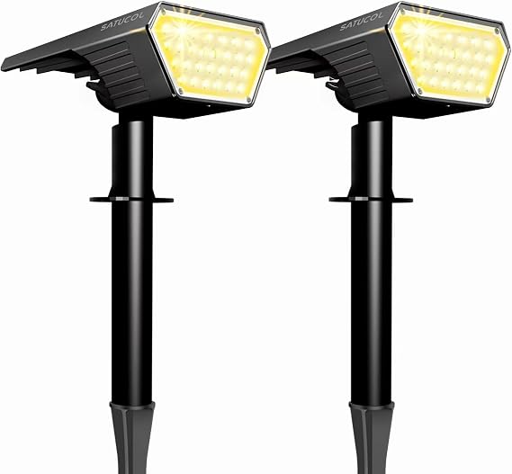 2pack Solar Spot Lights Outdoor,Auto On/Off Solar Lights Outdoor Waterproof IP65,2-in-1 Solar Powered Outdoor Landscape Lighting,Solar Lights for Outside Yard Garden Pathway (Warm White) [Energy Class A+++]