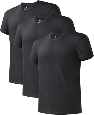 DAVID ARCHY Mens Bamboo Rayon Moisture-Wicking V-Neck Undershirt 3 or 5 Pack