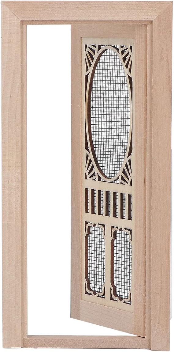 Doll House Screen Door, Lightweight 1:12 Service Life Exquisite Details Birch Dollhouse Furniture for Home
