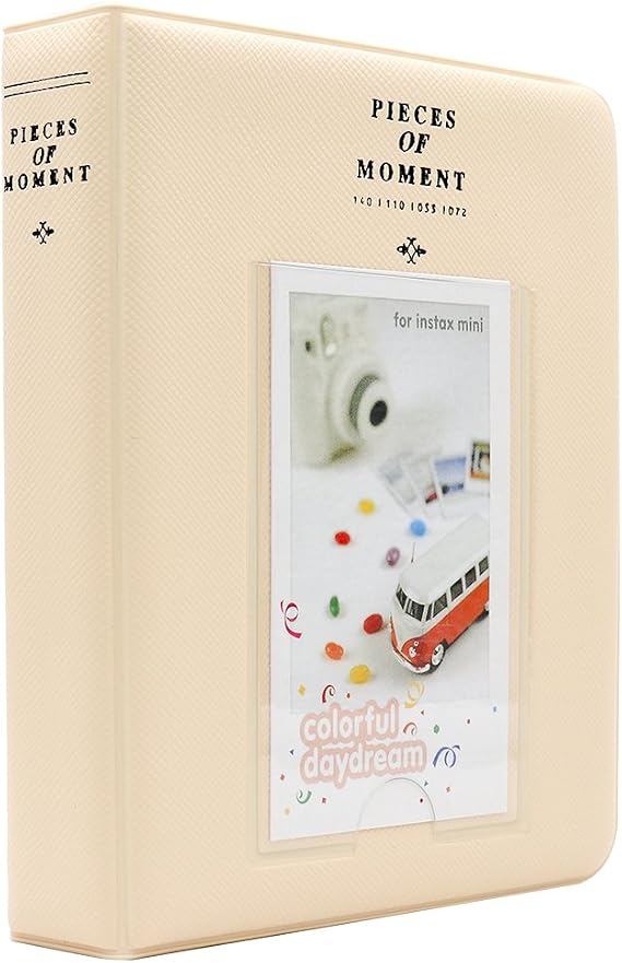 Ablus 64 Pockets Mini Photo Album for Fujifilm Instax Mini 7s 8 8+ 9 25 26 50s 70 90 Instant Camera & Name Card (64 Pockets, Beige)