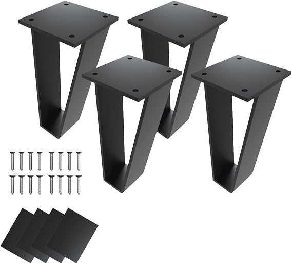 Orgerphy 4 inch Black Bench Legs Set of 4| Triangle-Shape Heavy Duty Table Legs Furniture Legs| Black Metal for Sofa Couch Dresser| Metal Legs for Coffee Table (4 Inch)