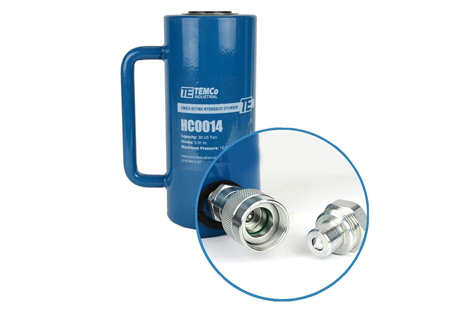 TEMCo HC0014 - Hydraulic Cylinder Ram Single Acting 30 TON 6 Inch Stroke Optional Tonnages Availiable