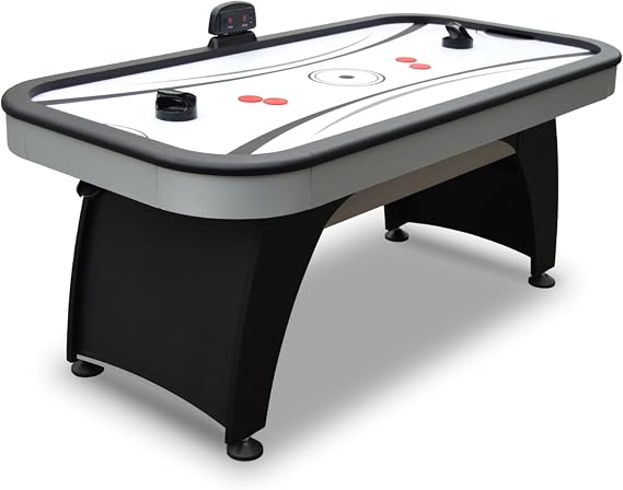 Hathaway Silverstreak 6 Ft Air Hockey Table for Home Game Room - With LED Scoring, High-Output Blower, Scratch-Resistant Surface, Strikers & Pucks - Black Finish
