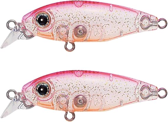 2 Pcs 3D Eyes Fishing Bait Sinking Wobbler 4.5cm 4g Mini Minnow Artificial Hard Bait Crankbait Floating Fishing Tackle Sinking Lures(White,Transparent,Brown)