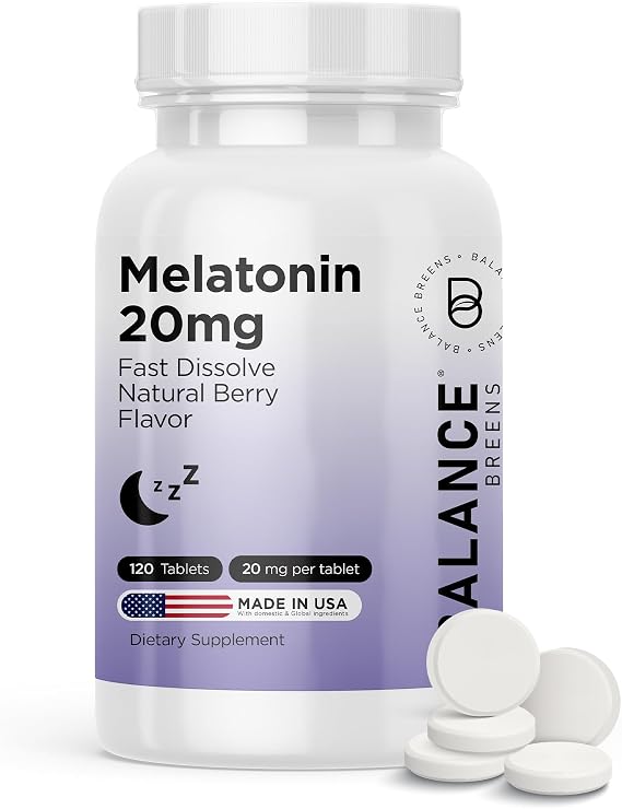 Balancebreens Melatonin 20mg Tablets, Extra Strength Sleep Aid for Adults