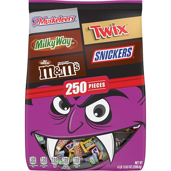 SNICKERS, M&M'S, TWIX, MILKY WAY & 3 MUSKETEERS Assorted Milk Chocolate Bulk Candy Variety Pack, 77.63 oz Bag