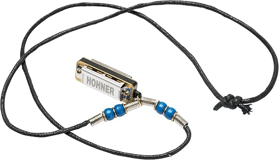 Hohner M38N-DB Mini Harmonica Necklace, Dark Blue