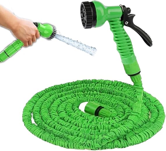3X Garden Hose Pipe, 16.4FT Garden Hoses Expandable with 3/4", 1/2" Fittings, Expanding Magic Hose, with 7 Function Spray Nozzle, Anti-Leakage Latex Core Hosepipe (5mï¼16.4ft) 