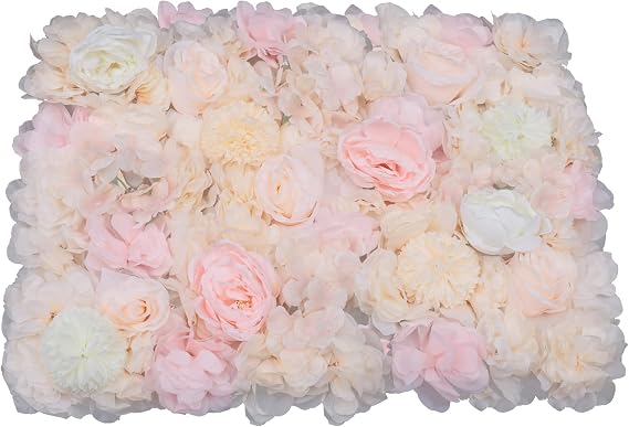 6 Pack Flower Wall Panels, 24" X 16" Artificial Flower Backdrop Floral Wall for Photo Background Home Party Wedding Backdrop Decor(Dahlia, Peony, Rose, Chrysanthemum-Champagne)