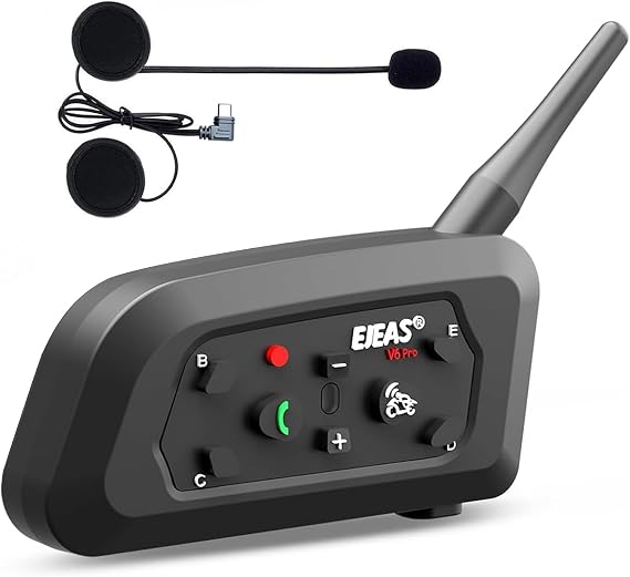 EJEAS V6 Pro+ Motorcycle Helmet Bluetooth Intercom Headset, V6 Pro Upgraded Version, Equipped with Type-C Interface(1 Pack)