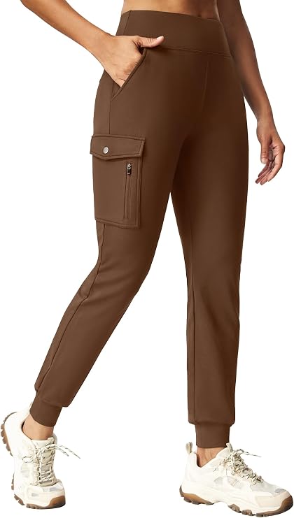 Ewedoos Fleece Lined Joggers Women Water Resistant Thermal Sweatpants High Waisted Hiking Cargo Pants with Pockets