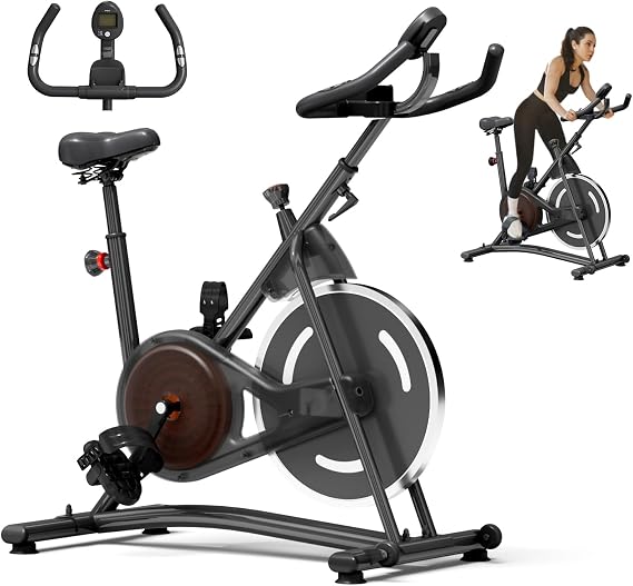 FITNESS Exercise Bike, Quiet Belt Drive Stationary Bike for Home with 0-100 Resistance & App, 300 LB High Carbon Steel Training Bike, Indoor Cycling Bike with Tablet Holder and Heart Rate