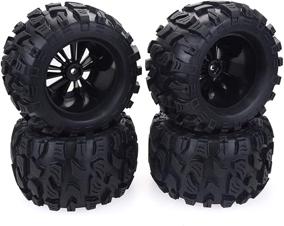 12mm Hex Wheels Set 1:10 Off Road RC Car Monster Truck Tyre Tires 4-Pack with Foam Inserts Mounted (N6638)