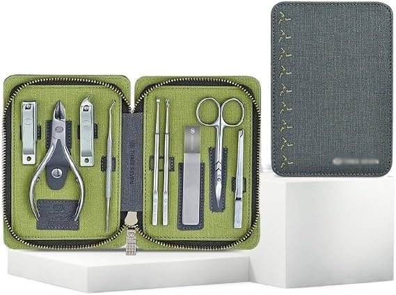 Fingernail Clipper Set Manicure Set with Portable PU Leather Case, 7/9 Pieces Sharp Stainless Steel Nail Scissors Grooming Kit, Professional Nail Clipper Kit Na(9pcs)