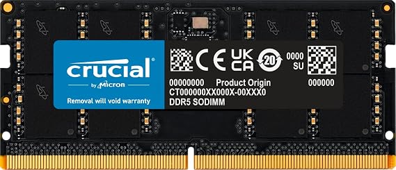 Crucial DDR5 RAM 16GB 5200MHz (or 4800MHz) SODIMM Laptop Computer Memory, Mini PC, High Performance RAM (or 4800MHz) - CT16G52C42S5
