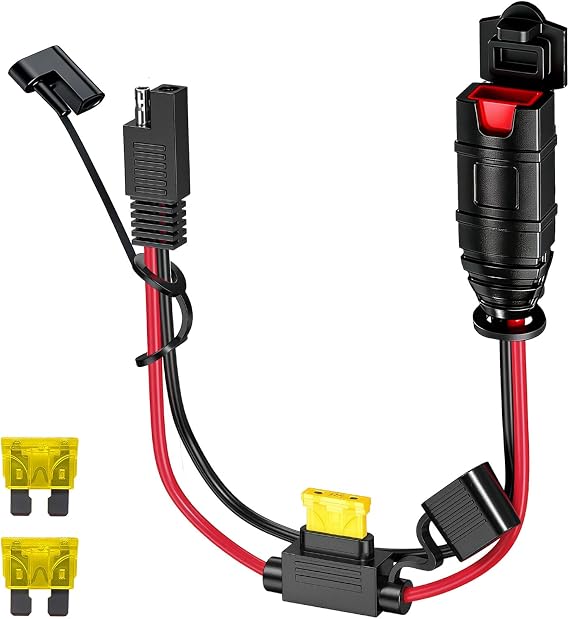 SAE Extension Cord, 14AWG Battery Charger Adapter Cable Compatible with NOCO Genius Smart Battery Chargers, SAE Adapter for Motorcycle, ATV, UTV, Car Garage Battery Maintenance Use(1FT)