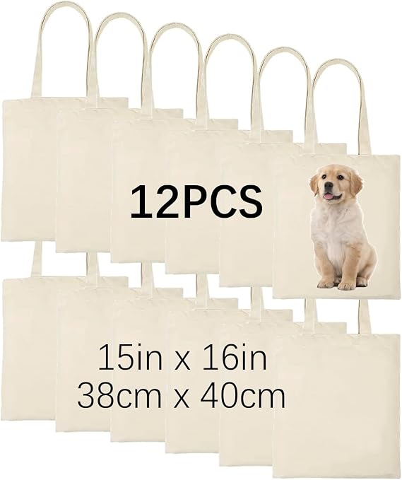 OKBA Sublimation Tote Bags, Canvas Bags Bulk Blank Tote Bags, Reusable Shopping Bags for Decorating DIY Crafting