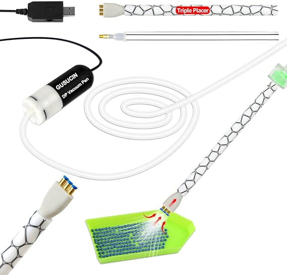Vacuum Diamond Painting Pen Kit Wax-Free Electric Diamond Art Pen for Precise Drill Placement, Cleaner Pickup, USB Powered Diamond Art Painting Accessories for Adults (Black)