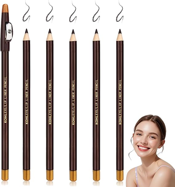 6 Pack Dark Brown Eyebrow Pencil Set with Sharpener, Long Wear Waterproof Brow Pencil for Natural Brow Definition, Easy Application for Everyday Shaping and Makeup