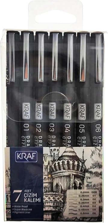 Kraf Drawing Pen - Çİzİm Kalemİ 222 7 Lİ Set