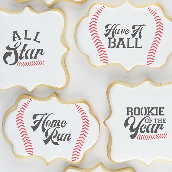 Baseball Team | Birthday Party | Little League Season | Cookie, Cupcakes, Crafts | 3 Sheets 10 Stencils Value Pack