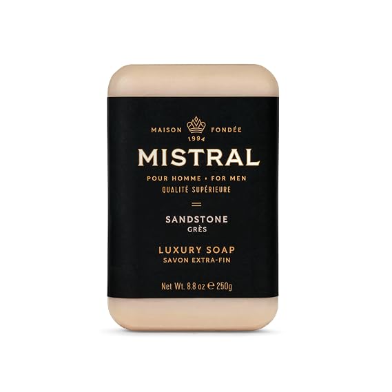 Mistral Sandstone Luxury Bar Soap for Men, Mens Natural Soap Bar, 8.8 oz