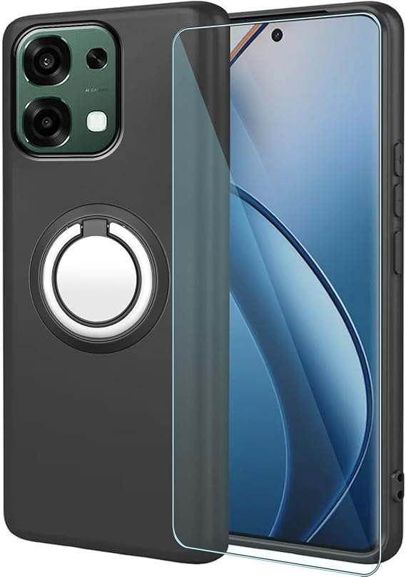 Case for OnePlus Nord 6 with Stand and Screen Protector,Shockproof Cover,Thin Anti-Fingerprint Phone Cover for OnePlus Nord 6,Black - Z